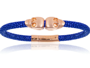 Double Bone- Blue Double Skull Bracelet- DB2K00PBL